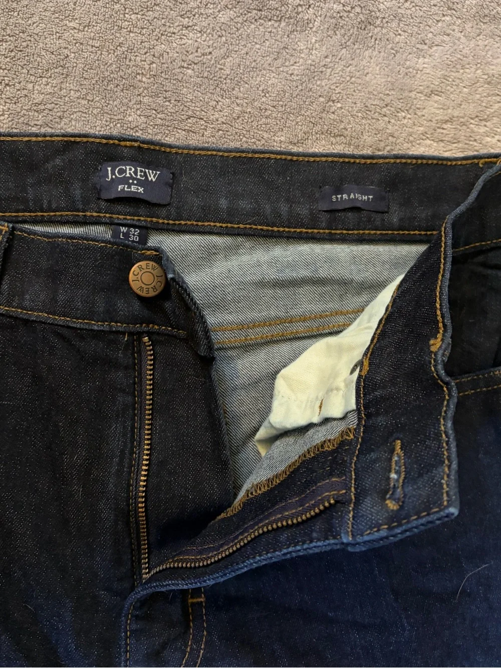 J. Crew Men's Dark Wash Flex Fit Straight Jeans 32x30